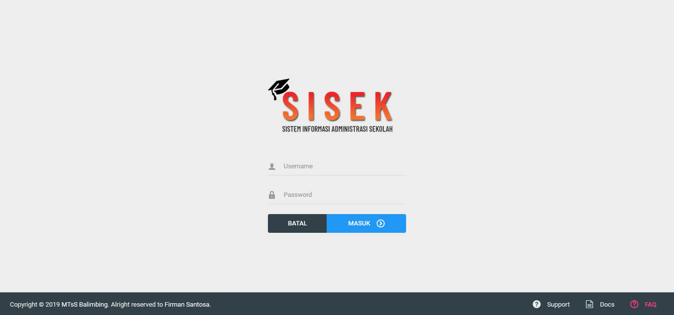 Sistem Informasi Administrasi Sekolah (SISEK) – MTsS Balimbing