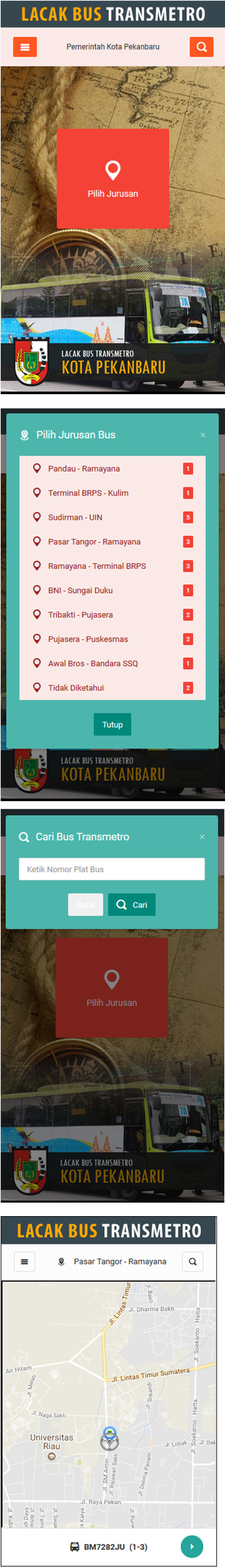 Gallery Aplikasi Lacak Bus Transmetro Pekanbaru (TMPTracking)
